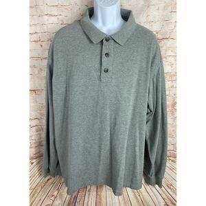 Duluth Trading Long Sleeve Polo Shirt Mens Size XL Gray 100% Cotton Collared